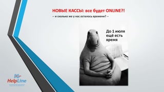 НОВЫЕ КАССЫ: все будет ONLINE?!
-- и сколько же у нас осталось времени? --
 
