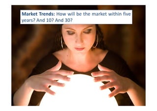 Market Trends: How will be the market within five
years? And 10? And 30?
 