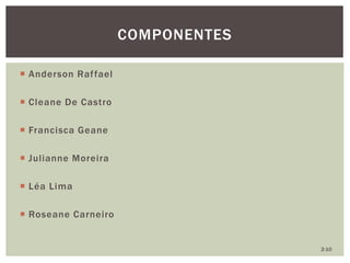  Anderson Raffael
 Cleane De Castro
 Francisca Geane
 Julianne Moreira
 Léa Lima
 Roseane Carneiro
COMPONENTES
2-10
 