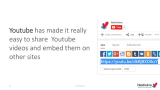 Youtube has made it really
easy to share Youtube
videos and embed them on
other sites
Confidential41
 