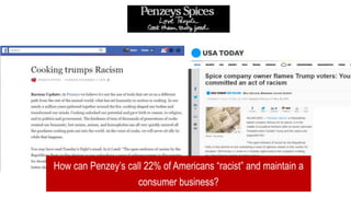 How can Penzey’s call 22% of Americans “racist” and maintain a
consumer business?
 