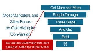 Most Marketers and
Sites Focus
on Optimizing for
Conversion
Get More and More
People Through
These Steps
And Get
Paid
$$
A...
