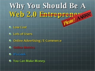 Why You Should Be A  Web 2.0 Entrepreneur Pirate!   AARRR! 
