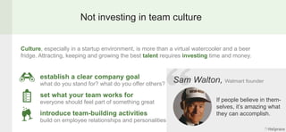 Not investing in team culture
Sam Walton, Walmart founder
If people believe in them-
selves, it’s amazing what
they can ac...