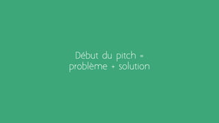 Début du pitch =
problème + solution
 