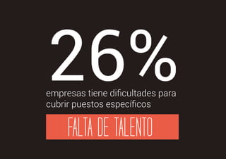FALTA DE TALENTO
empresas tiene diﬁcultades para
cubrir puestos especíﬁcos
 