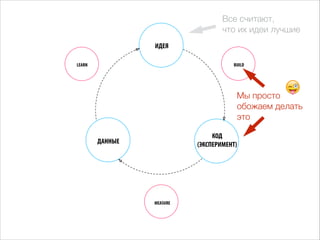Все считают,
что их идеи лучшие
ИДЕЯ
LEARN

BUILD

😜

Мы просто
обожаем делать
это
КОД
(ЭКСПЕРИМЕНТ)

ДАННЫЕ

MEASURE

 