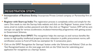 Startup and Registration and schemes under startup registration and ...