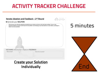ACTIVITY TRACKER CHALLENGE
End
5 minutes
Create your Solution
Individually
 