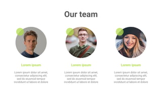 Our team
Lorem ipsum Lorem ipsum Lorem ipsum
Lorem ipsum dolor sit amet,
consectetur adipiscing elit,
sed do eiusmod tempor
incididunt ut labore et dolore
Lorem ipsum dolor sit amet,
consectetur adipiscing elit,
sed do eiusmod tempor
incididunt ut labore et dolore
Lorem ipsum dolor sit amet,
consectetur adipiscing elit,
sed do eiusmod tempor
incididunt ut labore et dolore
 