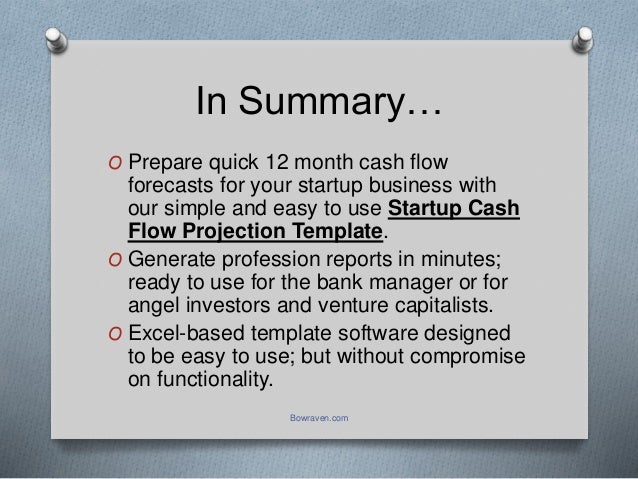 startup cash flow projection template