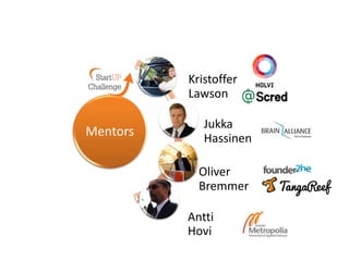 Kristoffer
          Lawson

             Jukka
Mentors      Hassinen

            Oliver
            Bremmer

          Antti
          Hovi
 