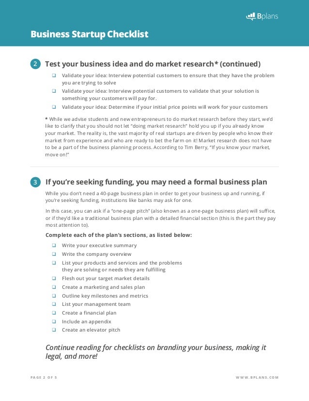 business startup checklist