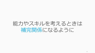 59
能⼒やスキルを考えるときは
補完関係になるように
 