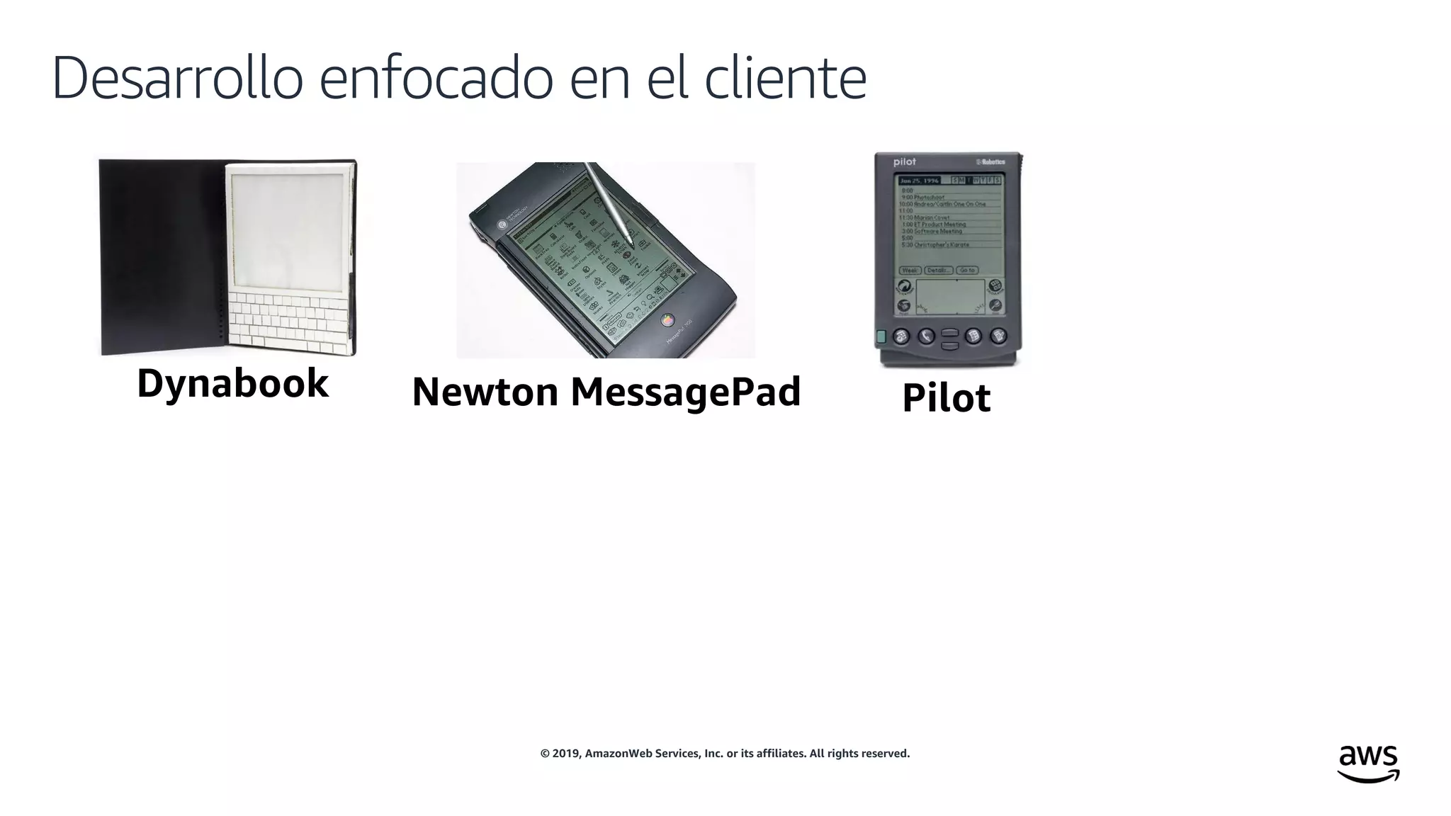 © 2019, AmazonWeb Services, Inc. or its affiliates. All rights reserved.
Desarrollo enfocado en el cliente
Newton MessagePad Pilot
 