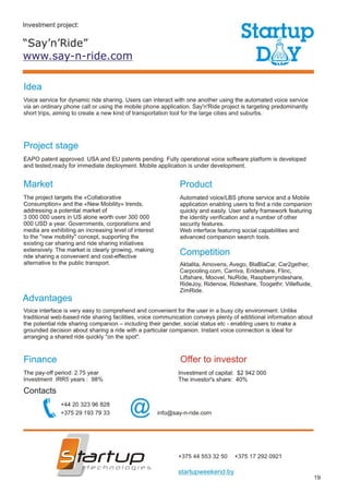 Startup Day, Catalog