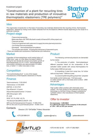 Startup Day, Catalog