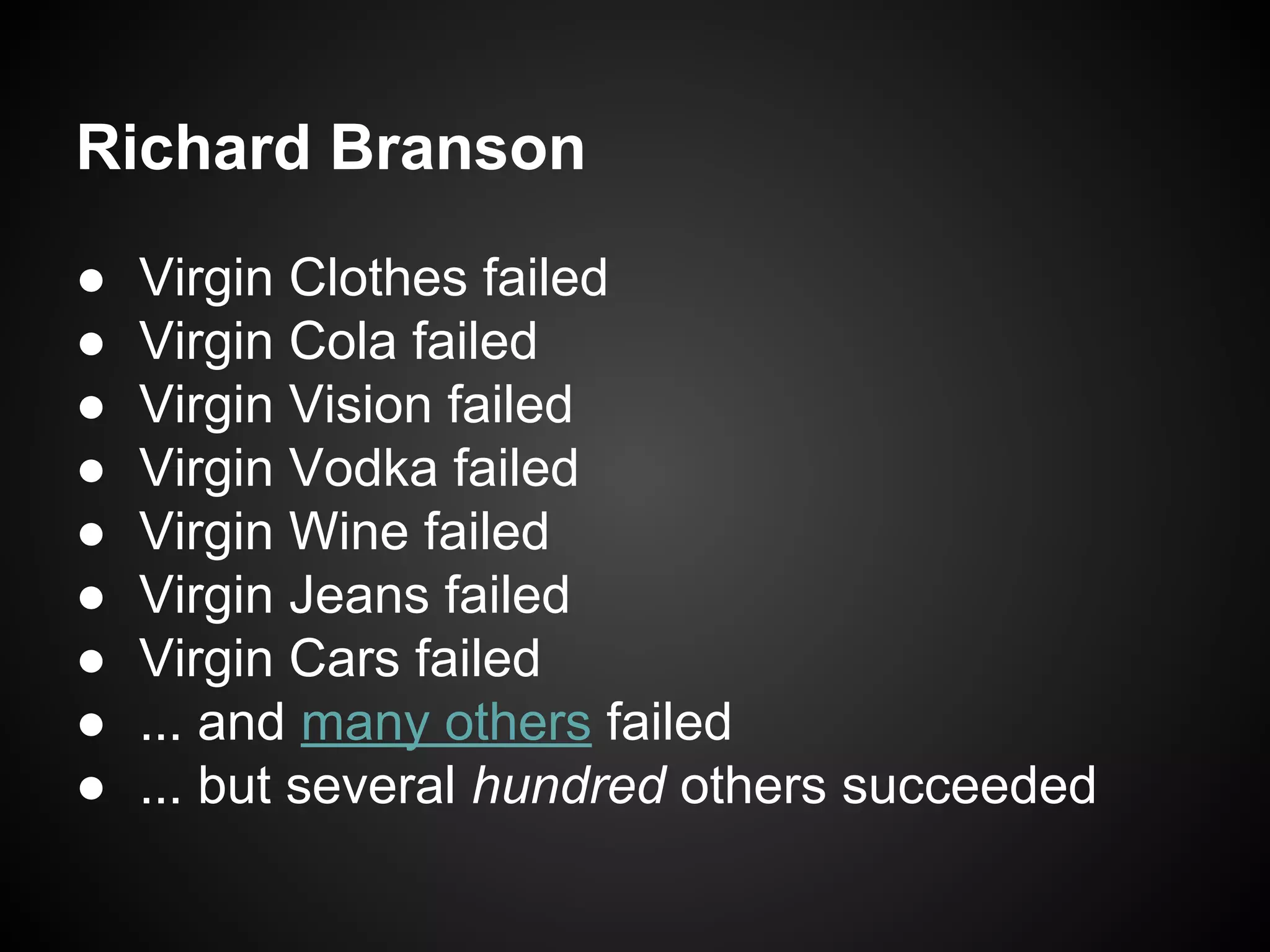 Initial idea: Odeo
(podcasting).
Pivoted to focus on
microblogging.
IPO in 2013.
 