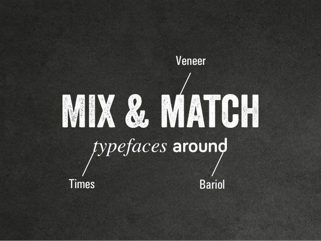 typefaces around
MIX & match
Veneer
BariolTimes
 