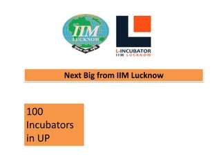 Next Big from IIM Lucknow
100
Incubators
in UP
 
