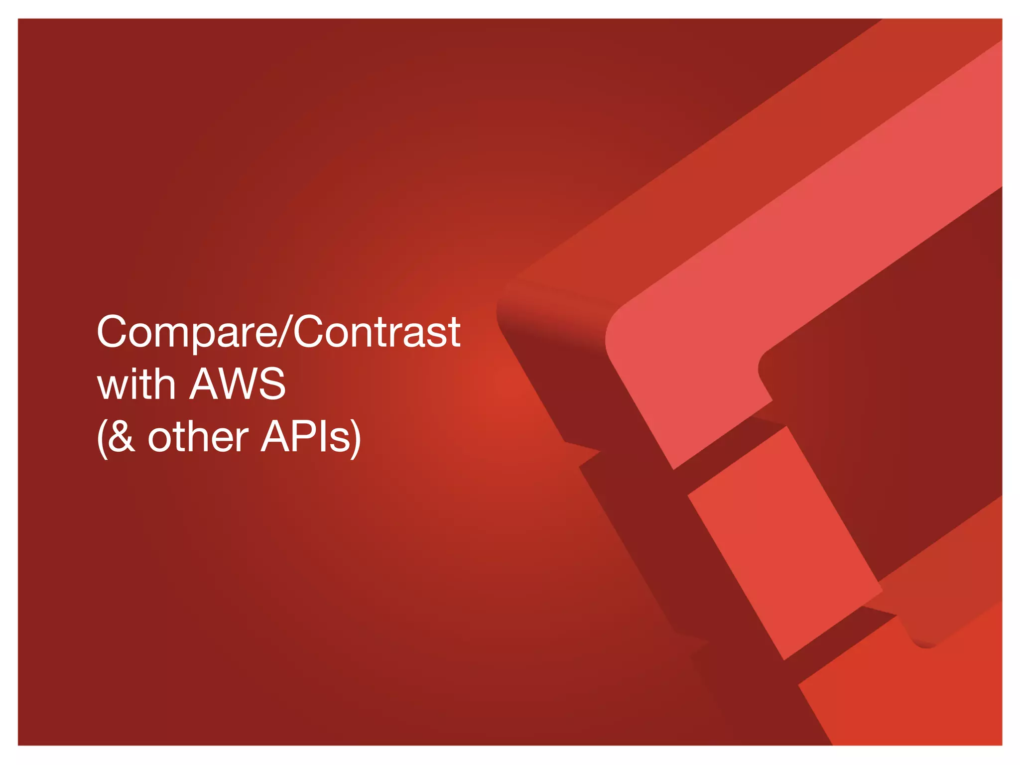 Compare/Contrast
with AWS
(& other APIs)
