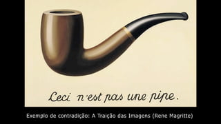 Exemplo de contradição: A Traição das Imagens (Rene Magritte)
 