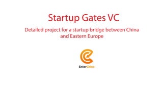 Startup Gates VC
Detailed project for a startup bridge between China
and Eastern Europe
 