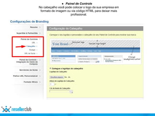 ● Painel de Controle
No cabeçalho você pode colocar o logo da sua empresa em
formato de imagem ou via código HTML para deixar mais
profissional.
 