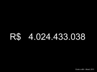 R$ 4.024.433.038
Fonte: e-Bit – Brasil, 2011
 