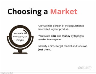 Choosing a Market
Only a small portion of the population is
interested in your product.

You