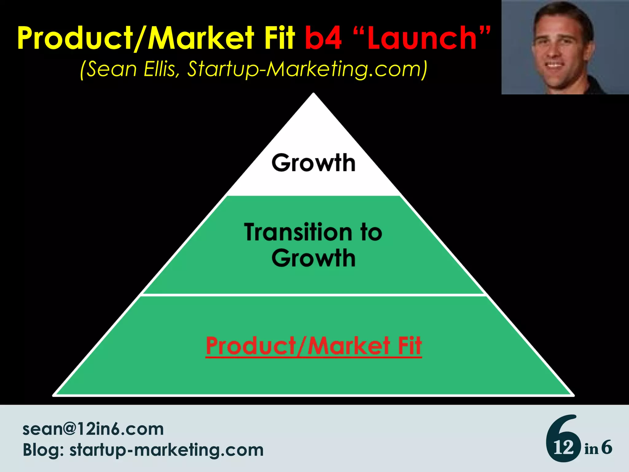 Product/Market Fit  b4 “Launch” (Sean Ellis, Startup-Marketing.com) [email_address] Blog: startup-marketing.com 