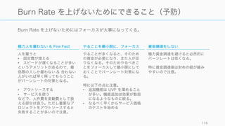 Dark Knight (2008) 116
Burn Rate を高くしないためには…？
 