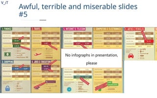 V_iT
.
Awful, terrible and miserable slides
#5
No infographs in presentation,
please
 