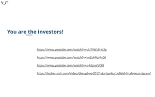 V_iT
.
You are the investors!
https://www.youtube.com/watch?v=uU74Wz8Hd2g
https://www.youtube.com/watch?v=ImZuMiqMs00
https://www.youtube.com/watch?v=s-A2puVVCKI
https://techcrunch.com/video/disrupt-ny-2017-startup-battlefield-finals-recordgram/
 