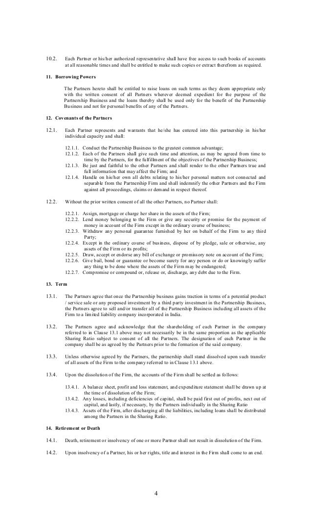 Startup Partnership Deed