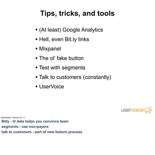 Don’t get lost in the data rat-hole.

Don’t chase 1% when you can get 15%.

  Don’t get lost in minor homepage
             optimization.
 