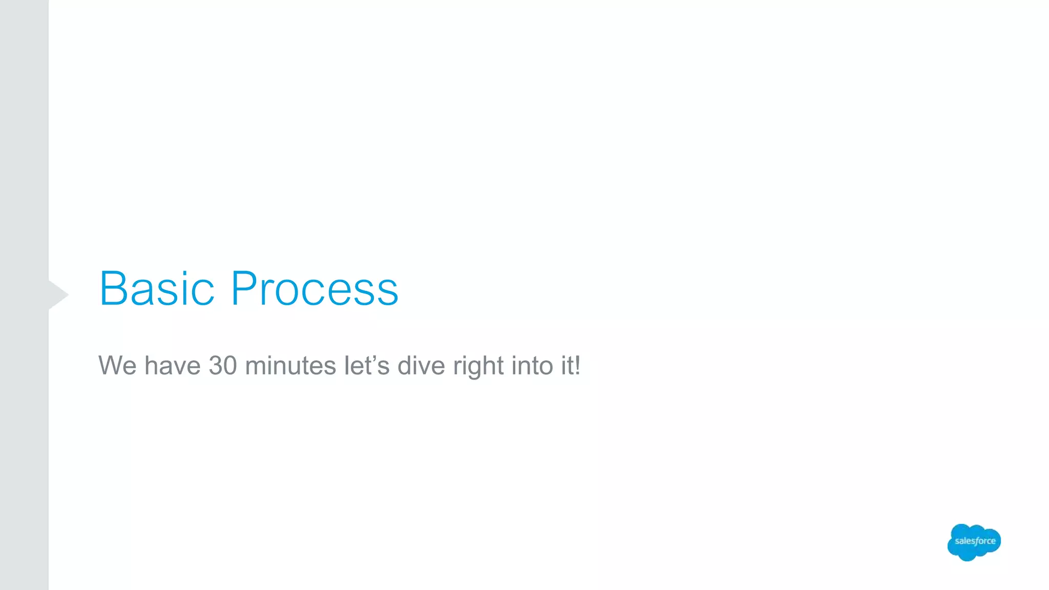 Basic Process
We have 30 minutes let’s dive right into it!
 