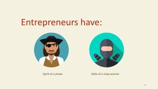 Entrepreneurs have:
10
Spirit of a pirate Skills of a ninja warrior
 