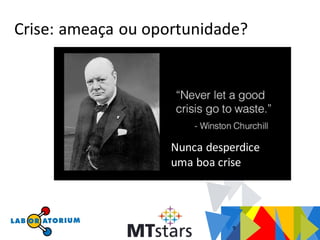 9
Nunca desperdice
uma boa crise
Crise: ameaça ou oportunidade?
 
