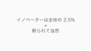 76
イノベーターは全体の 2.5%
=
断られて当然
 