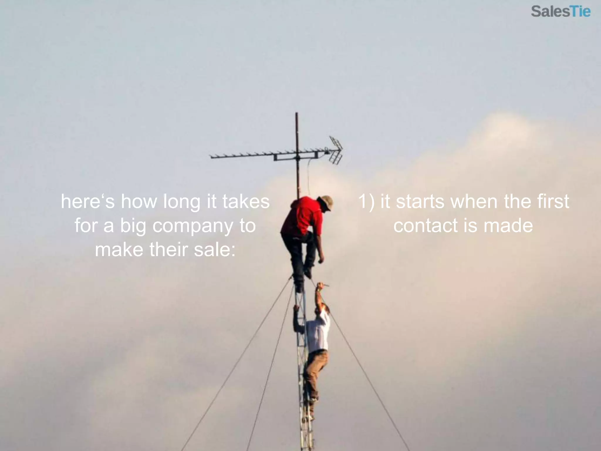 here‘s how long it takes for a big company to make their sale:1) it starts when the first contact is made