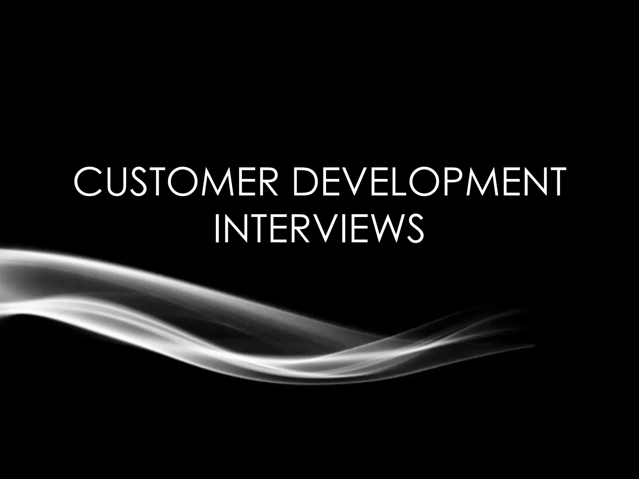 CUSTOMER DEVELOPMENT
     INTERVIEWS
 