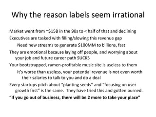 Why the reason labels seem irrational <ul><li>Market went from ~$15B in the 90s to < half of that and declining </li></ul>...