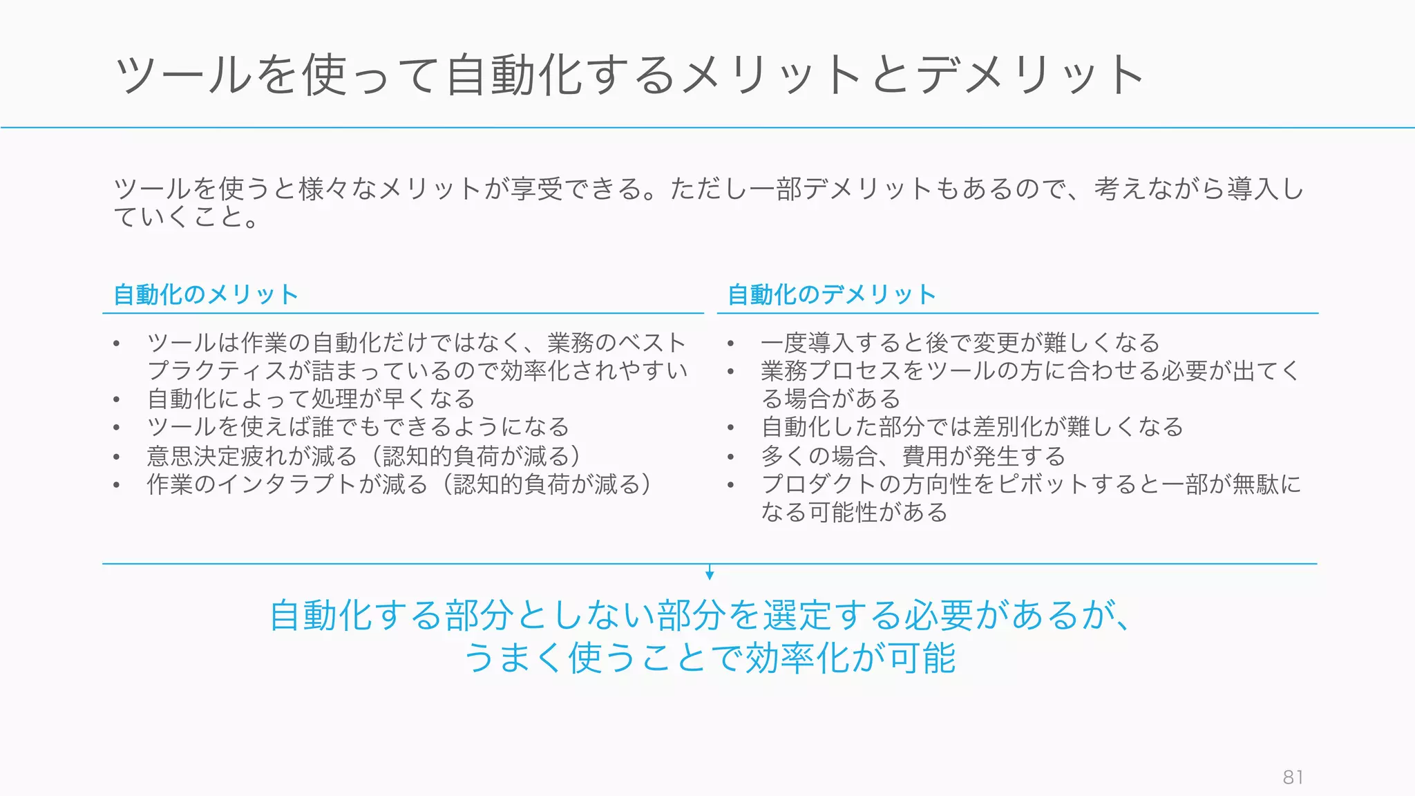 様々な組織がスタートアップを支援する仕組みを提供している。
81
ビジネス的支援をうまく使う
助成金、補助金など
起業家向けの国の助成金や補助金が用意されている。
応募の制限があるものも多いが、うまく使うことで資
金的な余裕ができる。
• スタートアップ イノベーター (NEDO)
• Jump Start NIPPON (経産省)
• I-Challenge (総務省)
• START 事業 (文科省)
• 地域中小企業応援ファンド (中小機構)
• 東京都中小企業振興公社
• 日本政策金融公庫
そのほか、「助成金」「補助金」で検索すると情報が
出てくる。
Incubator /Accelerator
インキュベーターやアクセラレーターは事業の立ち上
げを支援してくれる組織である。初回の事業立ち上げ
の際はわからないことだらけなので、こうした仕組み
をうまく使うと効率的に会社の運営が可能になる。
海外
• Y Combinator
• TechStars
• 500 Startups
国内
• Open Network Lab
• KDDI Lab
そのほかコワーキングスペースなども活用できる。
 