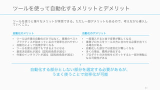 様々な組織がスタートアップを支援する仕組みを提供している。
81
ビジネス的支援をうまく使う
助成金、補助金など
起業家向けの国の助成金や補助金が用意されている。
応募の制限があるものも多いが、うまく使うことで資
金的な余裕ができる。
• スタートアップ イノベーター (NEDO)
• Jump Start NIPPON (経産省)
• I-Challenge (総務省)
• START 事業 (文科省)
• 地域中小企業応援ファンド (中小機構)
• 東京都中小企業振興公社
• 日本政策金融公庫
そのほか、「助成金」「補助金」で検索すると情報が
出てくる。
Incubator /Accelerator
インキュベーターやアクセラレーターは事業の立ち上
げを支援してくれる組織である。初回の事業立ち上げ
の際はわからないことだらけなので、こうした仕組み
をうまく使うと効率的に会社の運営が可能になる。
海外
• Y Combinator
• TechStars
• 500 Startups
国内
• Open Network Lab
• KDDI Lab
そのほかコワーキングスペースなども活用できる。
 