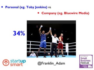 34%
• Personal (eg. Toby Jenkins) vs
• Company (eg. Bluewire Media)
@Franklin_Adam
 
