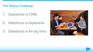The Startup Challenge
1. Salesforce is CRM.
2. Salesforce is expensive.
3. Salesforce is for big time.
 
