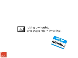 taking ownership 
and share risk (= investing) 
 