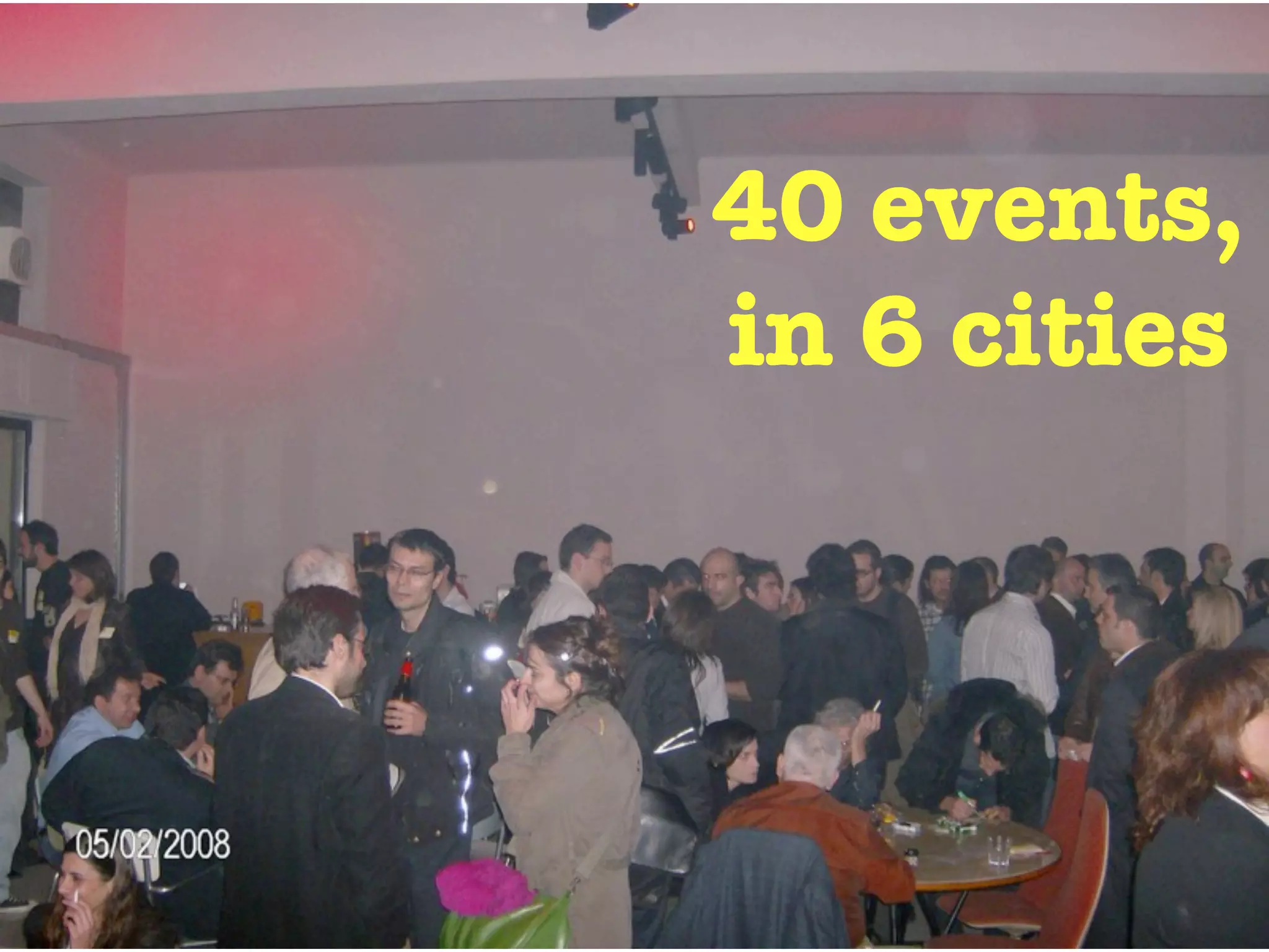 40 events,
in 6 cities
 