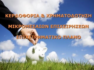 ΚΕΡΔΟΦΟΡΙΑ & ΧΡΗΜΑΤΟΔΟΤΗΣΗ ΜΙΚΡΟΜΕΣΑΙΩΝ ΕΠΙΧΕΙΡΗΣΕΩΝ ΕΠΙΧΕΙΡΗΜΑΤΙΚΟ ΠΛΑΝΟ 